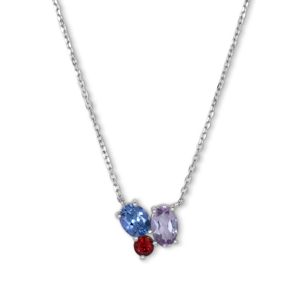 Multicolor Jewel Cluster Charm Necklace - Gold