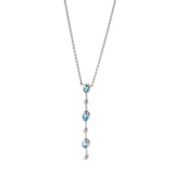 Blue Topaz and White Sapphire Drop Necklace, Sterling Silver