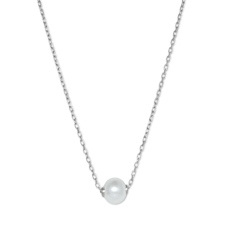 Single Freshwater Cultured Pearl, Moves on Chain, Sterling Silver