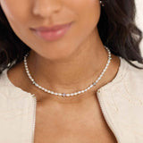 Blossom Flyte Honey Flower Pearl Station Necklace, Sterling Silver