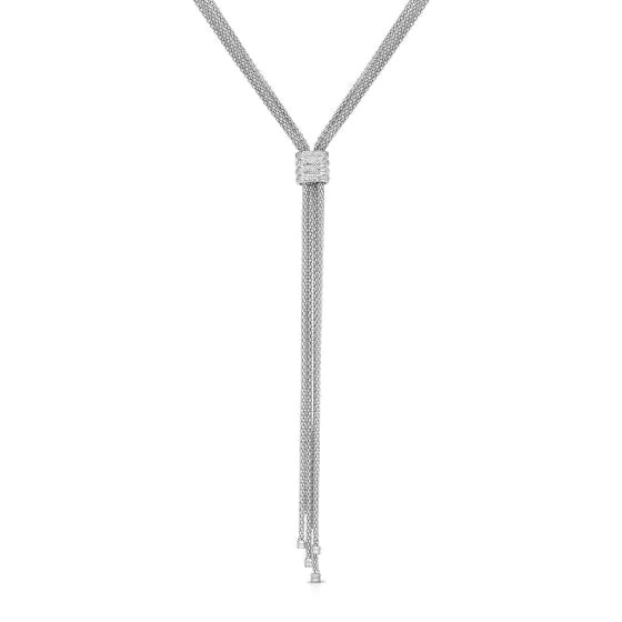 Multi-Strand Tassel Necklace with Diamonds, Sterling Silver