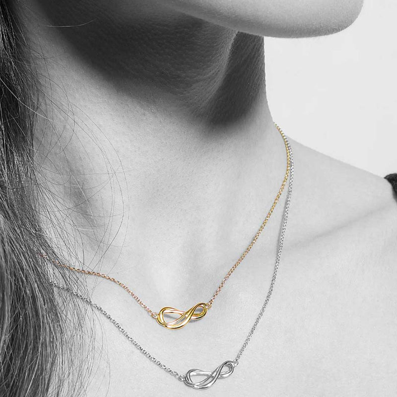 Infinity Symbol Necklace, Gold Plated Silver