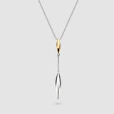Glint Two Tone Lariat Style Necklace, Gold Plated Silver