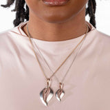 Modern Leaf Pendant, Sterling Silver with Rose Gold Detail