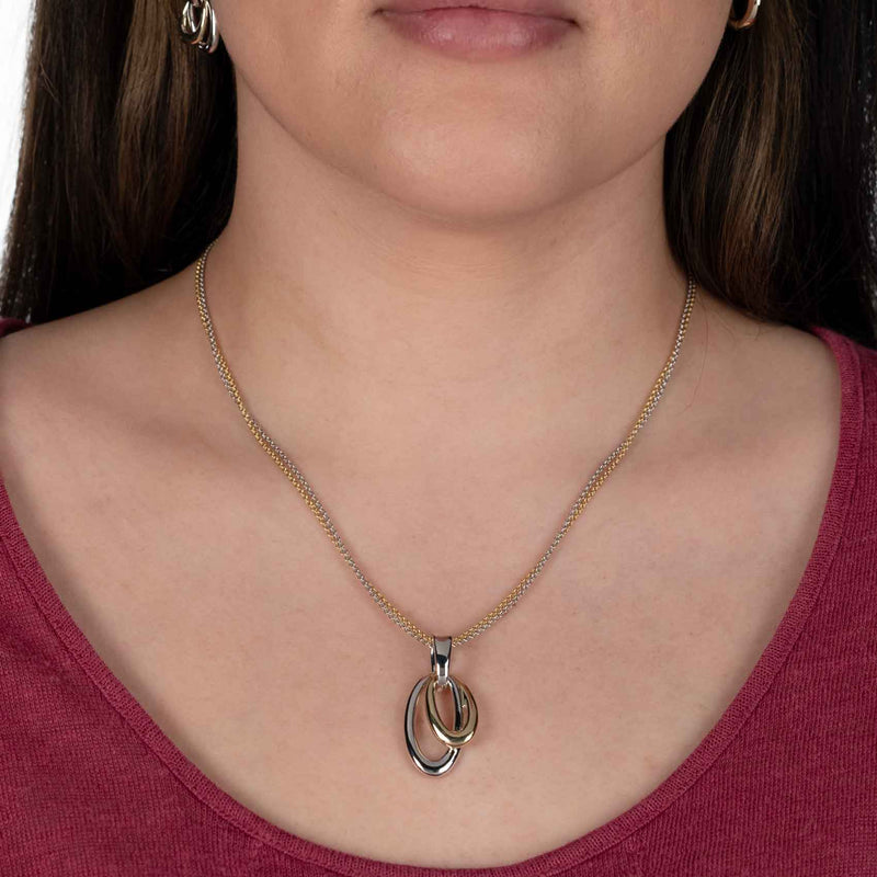 Oval Loops Pendant, Sterling and Yellow Gold Plating