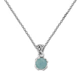 Round Aquamarine Pendant, Sterling Silver