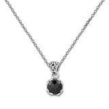 Round Black Spinel Pendant, Sterling Silver