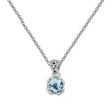 Round Blue Topaz Pendant, Sterling Silver