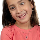 Pink Heart and Butterfly Charm Pendant, Sterling Silver