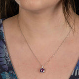 Amethyst and Diamond Pendant, Sterling Silver