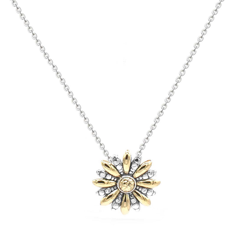 Sunflower Pendant, Sterling Silver and 18K Gold