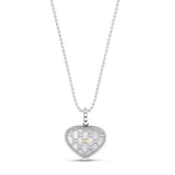 Popcorn Heart Pendant on Bead Chain, Sterling Silver