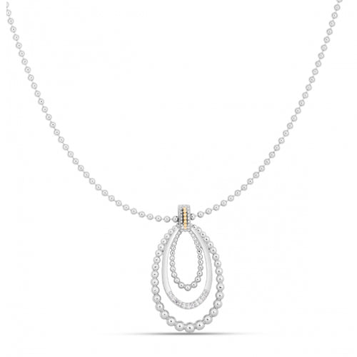 Graceful Diamond Teardrop Pendant, Sterling Silver, 18K Plated