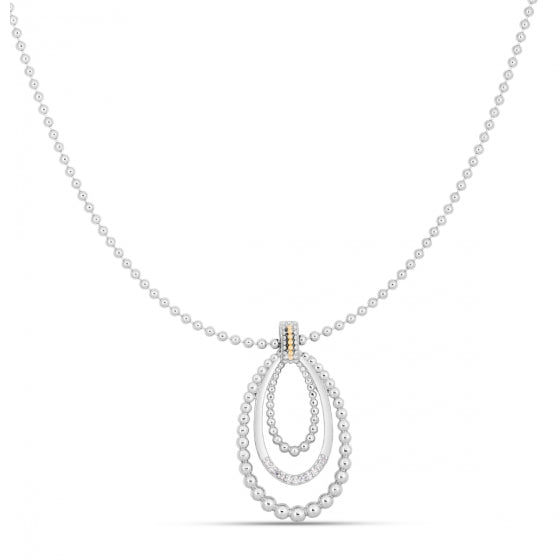 Graceful Diamond Teardrop Pendant, Sterling Silver, 18K Plated