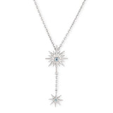 Double Starburst Diamond Necklace, Sterling Silver