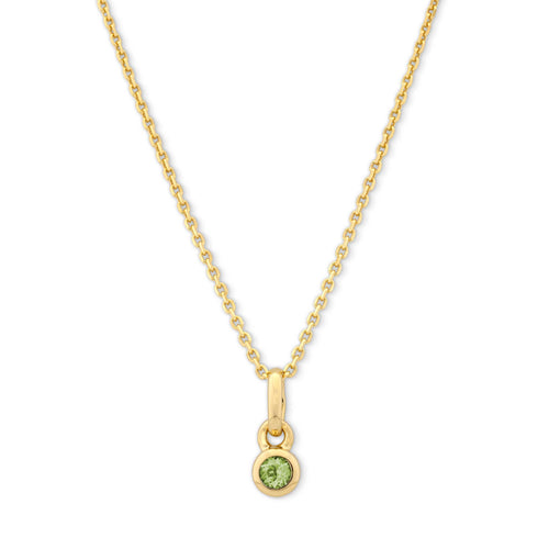 Bezel Set Peridot Charm, Yellow Gold Plated Silver