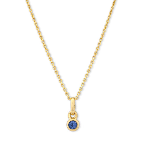 Bezel Set Blue Sapphire Charm, Yellow Gold Plated Silver
