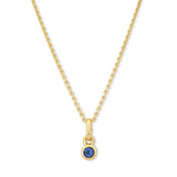 Bezel Set Blue Sapphire Charm, Yellow Gold Plated Silver