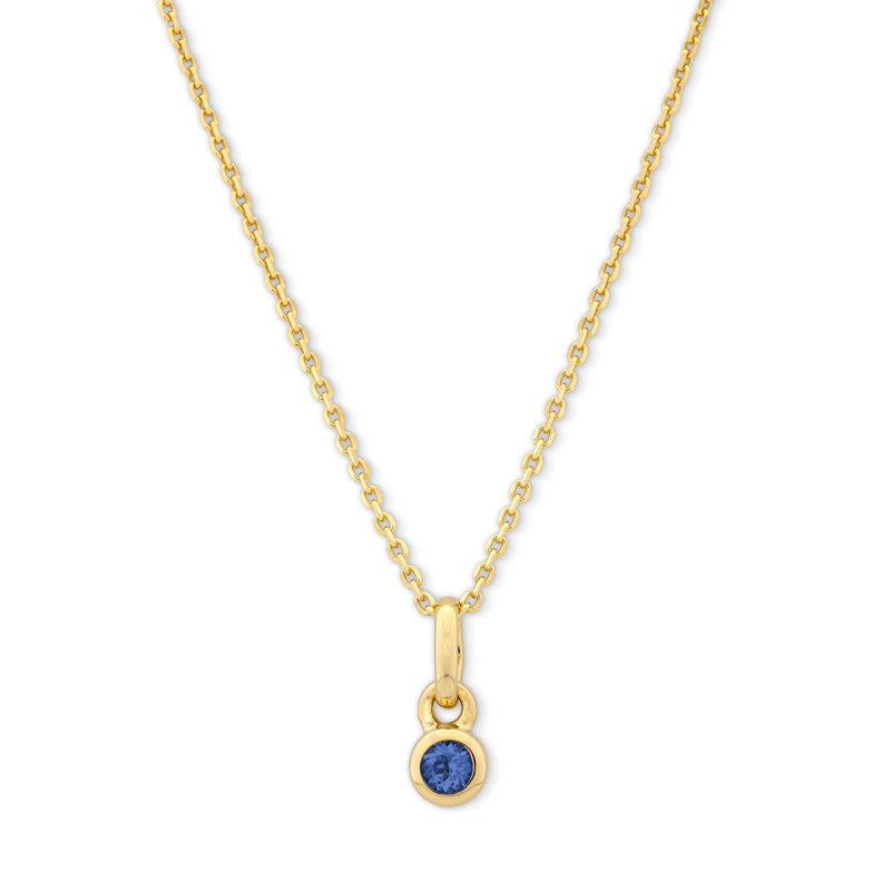 Bezel Set Blue Sapphire Charm, Yellow Gold Plated Silver