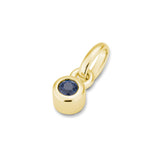 Bezel Set Blue Sapphire Charm, Yellow Gold Plated Silver