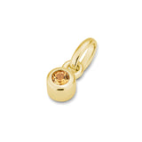 Bezel Set Citrine Charm, Yellow Gold Plated Silver