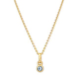 Bezel Set Blue Topaz Charm, Yellow Gold Plated Silver