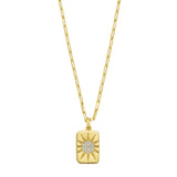 CZ Starburst Tag Pendant, Yellow Gold Plated
