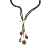 Four Charms Necklace, Sterling Silver and 24K Yellow Gold