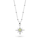 Peridot Starburst Pendant, Sterling Silver