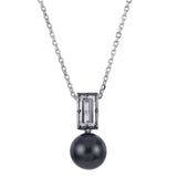 Tahitian Pearl And Synthetic Diamond Necklace, Sterling Silver