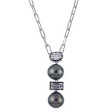Tahitian Pearls and Blackened Sterling wiht Synthetic Diamonds