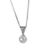 Freshwater Pearl and Synthetic Diamond Necklace, Sterling Silver