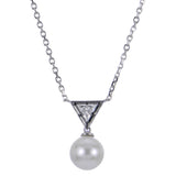 Freshwater Pearl and Synthetic Diamond Necklace, Sterling Silver