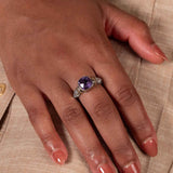 Cushion Cut Amethyst Ring, Sterling Silver and Gold Plating