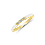 White Enamel and Diamond Ring, Sterling and Gold Plating