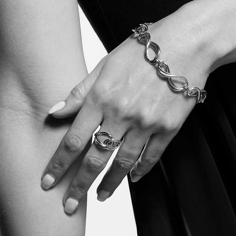 Open Design Ring, Size 8, Sterling Silver