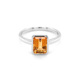 Rectangular Citrine Ring, Sterling Silver