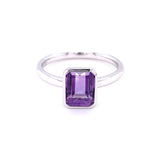 Rectangular Amethyst Ring, Sterling Silver