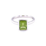 Rectangular Peridot Ring, Sterling Silver