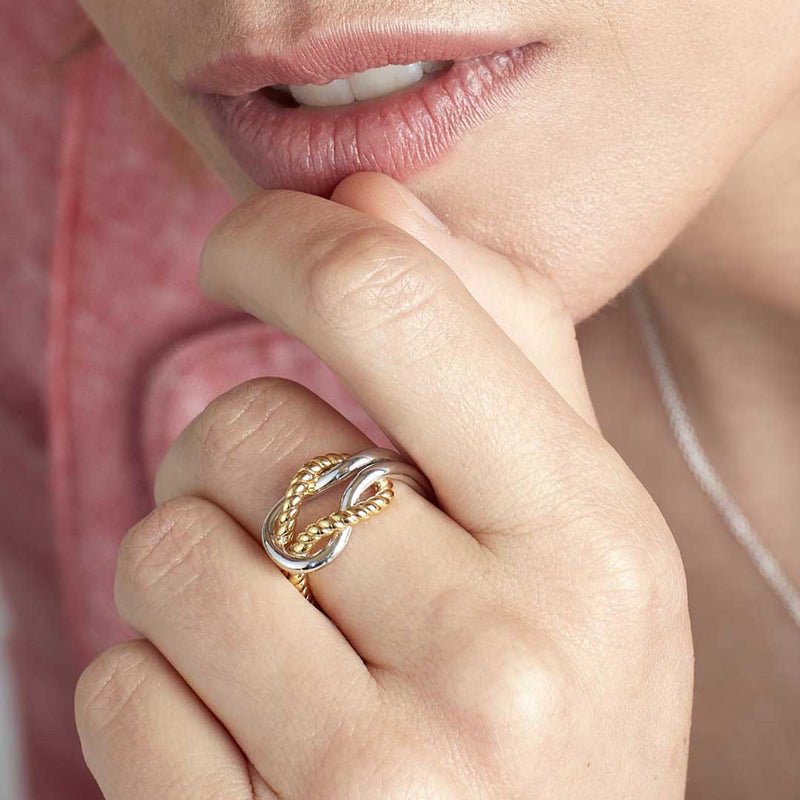 Marina Rope Knot Ring, Gold Plated Silver