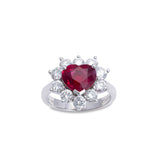 Pre-Owned Ruby and Diamond Heart Ring, 18K White Gold