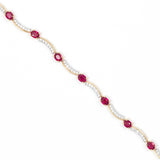 Pre-Owned Oval Ruby and Diamond Link Bracelet, 14K Yellow Gold