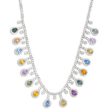 Pre-Owned Multicolor Sapphire and Diamond Necklace, 18K White Gold