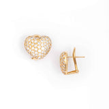 Pre-Owned Pavé Diamond Heart Earrings, 18K Yellow Gold