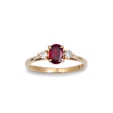 Pre-Owned Ruby and Diamond Three Stone Ring, 14K Yellow Gold