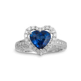 Pre-Owned Sapphire and Diamond Halo Heart Ring, 18K White Gold