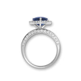 Pre-Owned Sapphire and Diamond Halo Heart Ring, 18K White Gold