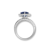 Pre-Owned Sapphire and Diamond Halo Heart Ring, 18K White Gold