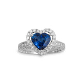 Pre-Owned Sapphire and Diamond Halo Heart Ring, 18K White Gold
