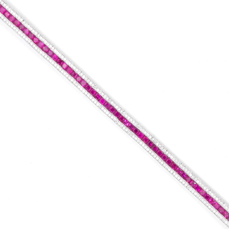 Pre-Owned Ruby and Diamond Bracelet, 18K White Gold